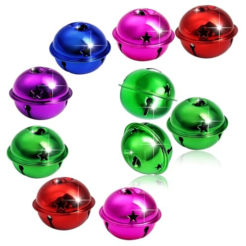 TOAOB 10 Stück Weihnachtsglocken 4 cm Mischfarbe Große Glocken Metallglocken für Weihnachtsdekoration Hochzeit Geburtstag Party Dekoration Dekoration Dekoration