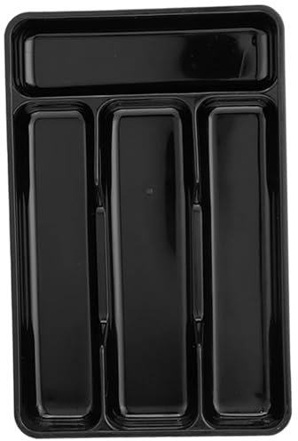 Silverware Holder Small Kitchen Utensil Drawer Organizer Plastic Silverware Organizer Utensil Holder with 4 Compartments Silverware Tray Cutlery Organizer Black