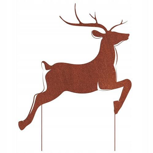 Kapaga - Gartenfigur aus Rost auf Einschlagbeinen - Metall Tierfigur - Edelrost Dekofigur - Tier Figur - Dekoration Gartendeko - Gartendekoration (Hirsch 2 - Höhe 74 cm)