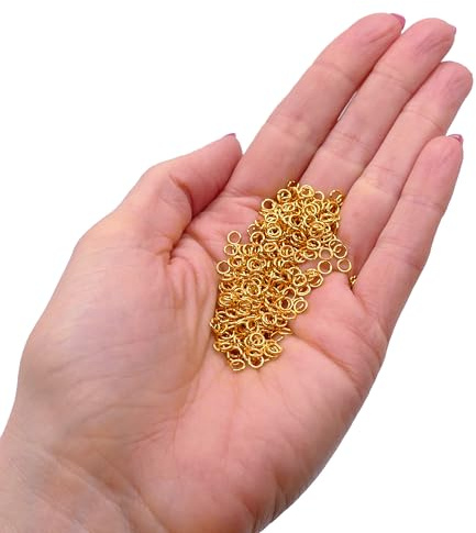 Biegeringe Gold 4mm - 400 Stück Offene Ringe - Jump Rings für Schmuckherstellung - Verbindungsringe zum Basteln von Ketten, Anhängern & Armbändern - Spaltringe & Kettenringe
