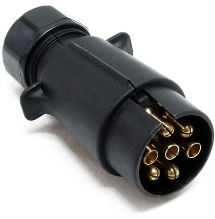WilTec Enchufe de 7 Polos Tipo N, Robusto Conector de alimentación remolques, Clavija de Cable para vehículos de Motor, Fuente de alimentación fiable para remolques y caravanas