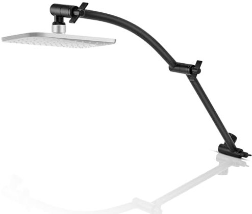 Gugxiom Estensione soffione doccia, 42 cm, braccio doccia regolabile, montaggio senza attrezzi, cromato, braccio di prolunga per doccia, attacco universale G1/2 (nero, 42 cm)