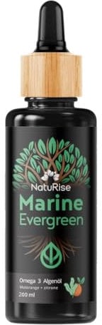 NatuRise® Omega 3 Vegan - Algenöl - 1866mg DHA, EPA & DPA - Hochdosiert - 200 ml - Laborgeprüft – Triglycerid-Form - Pipette mit Dosierskala - UV-Glas (200ml, Blutorange + Zitrone)