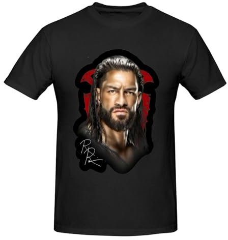 Roman and Reigns T-Shirt für Jugendliche und Erwachsene, kurzärmelig, Rundhalsausschnitt, Oberteil, Schwarz , 5XL