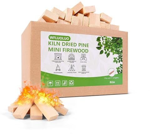 WFLUOLUO Mini-Feuerstäbchen aus Holz, ofengetrocknetes Brennholz, kleines, rindloses Brennholz, Solo-Herd-Zubehör, perfekt für Solo-Herd, Tisch-Feuerstelle, Pizzaofen, 10,2 cm Länge