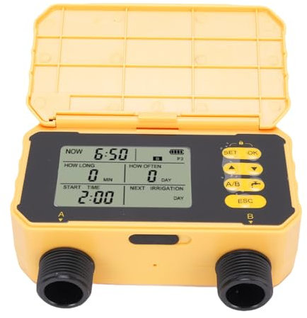 Solar Sprinkler -Timer, 2 Outlet Auto Timing Regenverzögerungswassertimer, Flexibel Mehrere Zeitpläne mit Unserem Intelligenten Wasserversystem Festlegen
