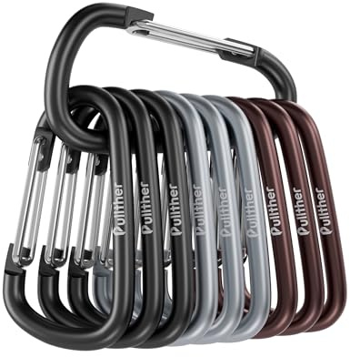 pullther 10 Stück Aluminium Karabinerhaken, 56mm/2.2'' Karabiner Klein, Korrosionsbeständige D-Ring Karabinerhaken Schlüsselanhänger für Outdoor Sport, Wandern, Camping, Angeln - Farbmischung