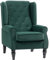 HOMCOM Retro Accent Chair, Velvet Wingback Armchair with Wood Frame Button Tufted Design for Living Room Bedroom, Green