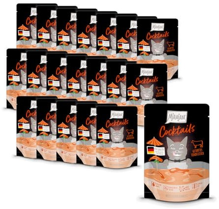 MjAMjAM - Leckerer Drink für Katzen - Cocktails - Gezupftes Rindfleisch, 20er Pack (20x40), getreidefrei