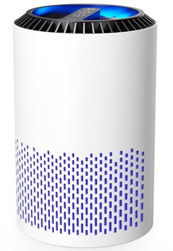 AROEVE Purificadores de Aire Para Dormitorios y Hogares, Purificador de Aire de 7 W Con Modo Sueño de 22 dB, Filtro HEPA H13, Purificador de Aire Para Humo, Polen, Caspa, DH-JH01A Blanco