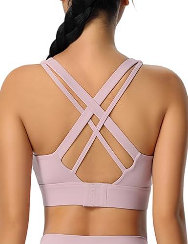 Sports Bras for Women, High Impact Push Up Criss Cross Back Padded Strappy Workout Running Sports Yoga Bras for Large Bust