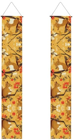 Abschlussbanner für Veranda, WHJSHOP Eichhörnchen im Baum, Dekor-Banner, Türschild, für drinnen und draußen, 30,5 x 180,9 cm