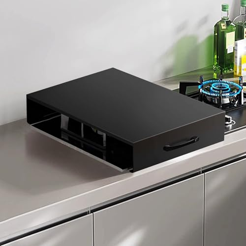 Couvre Plaque de Cuisson Gaz, Protege Plaque de Cuisson avec Pieds Antidérapants, pour Cuisinière À Gaz, Ustensiles de Cuisine Faits Main(Black,14x18in/35x45cm)