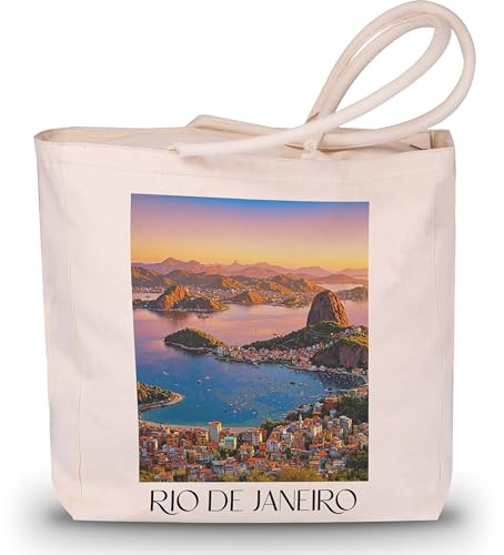 favplace Shopping Tasche mit Städtemotiv Rio de Janeiro Brasilien Tote Bag - Shopper bzw. Einkaufstasche für Fernweh oder Heimat - Reise Daybag - Jutebeutel