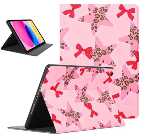 Tablet Coque pour Lenovo Tab M9 (TB-310FU) 2023 9.9 Pouce, Aesthetics Lmprimé Léopard Étoiles Nœud Motif Housse Étui de Protection Coque Tablette Support Réglable Protection Intégrale TPU Cover