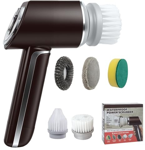Elektrische Reinigungsbürste Bad, Putzbürste Elektrisch 2000 mAh, 5-in-1 Set Electric Spin Scrubber, Elektrische Bürste Zum Putzen für Bad, Küche, Auto und Fugenreinigung, 5 Bürstenaufsätze