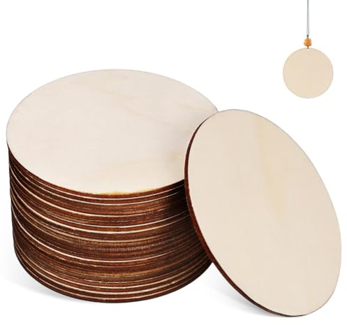 CALLARON Disques en Bois Rond 8 Cm Lot de 20 Pièces en Bois Naturel de Peuplier pour Loisirs Créatifs pour Centres de Table et Ornements Artisanaux