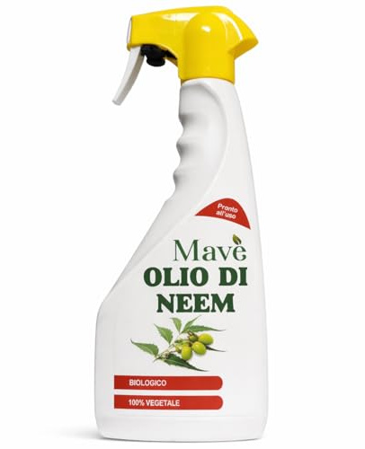 Mavè olio di neem per piante - spray pronto uso aiuta a proteggere da afidi, acari, cocciniglia, ragnetto rosso e moscerini - per piante da appartamento, balcone e giardino - 500 ml