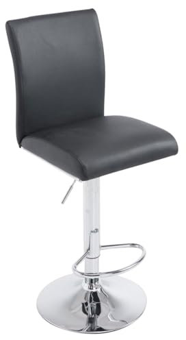CLP Barhocker Köln Kunstleder I Barstuhl Mit Lehne Und Fußstütze I Höhenverstellbar I Metallgestell In Chrom-Optik I In Vielen Farben, Farbe:schwarz