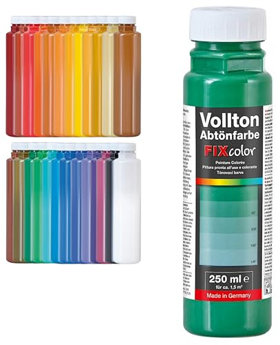 PUFAS decotric FIXcolor Bunte Abtönfarbe Laubgrün - 250 ml I Dispersionsfarbe für dekorative Anstriche und wasserbasierten Materialien I Hohe Farbkraft & Ergiebigkeit