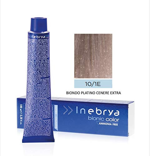Inebrya 10/1E Bionic Color Crema colorante permanente profesional para el cabello, 100 ml, Rubio Platino Ceniza Extra, 1 unidad