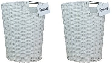 ARPAN Set of 2 White Resin Plastic Strong Round Waste Paper Bin/Basket/Storage - Ideal for Home, Office, Hotels