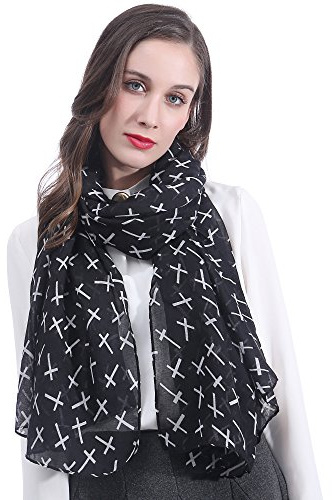 Lina & Lily Damen Schal Tuch mit Kreuzmuster