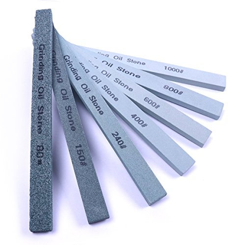 ATOPLEE Grün Silikon-Carbon-Polier Oilstone für Keramik gemaltes Metall Schleifkorn 80# / 150# / 240# / 400# / 600# / 800# / 1000# [Alle Grits, 7pcs]