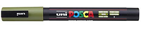 Uni Posca Marker PC-3M Paint Glass Pen Fine Bullet Tip 0.9-1.3mm KHAKI GREEN [Pack of 3]