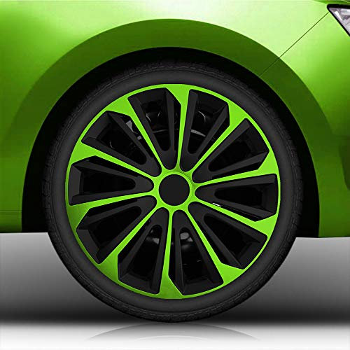 Autoteppich Stylers (Größe wählbar) 16 16 Zoll Radkappen/Radzierblenden RKK06STR Bicolor (Schwarz-Grün) passend für Fast alle Fahrzeugtypen – universal