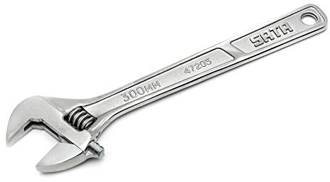 SATA ST47205SC Verstellbarer Schraubenschlüssel mit geschmiedetem Stahlkörper, breiter Backe und verchromter Oberfläche, 30,5 cm