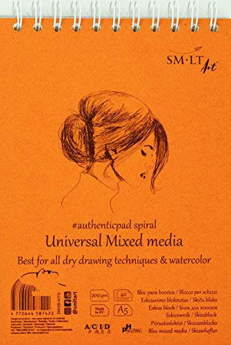 SMLT 5MIXB-40TS Authentic line A5 Skizzenblock, 200 gsm Mixed media Papier, 40 Blatt