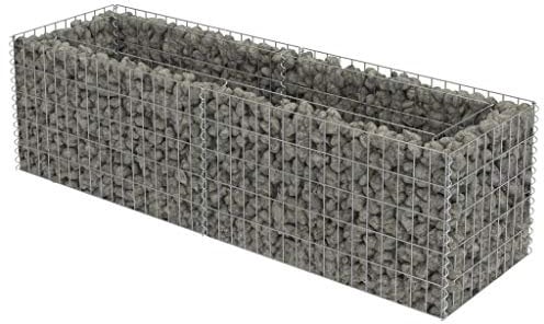 vidaXL Lit Surélevé à Gabion Acier Galvanisé Argenté 180x50x50 cm Jardinière