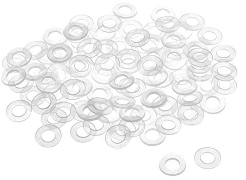 sourcing map 100Stk Flache Unterlegscheibe Nylon M5 Dichtung 10mm AD 5mm ID 1mm Dicke Klar für Wasserhahn Rohr Wasserschlauch Isolierung Schrauben