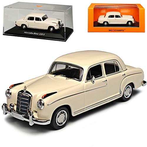 Mercedes-Benz 220 S Ponton Limousine Weiss Cream Beige 1954-1959 1/43 Minichamps Maxichamps Modell Auto mit individiuellem Wunschkennzeichen