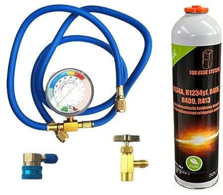 Frigostar Air Con Top Up Recharge Regas Kit für Autos R134a, Kohlenstoff