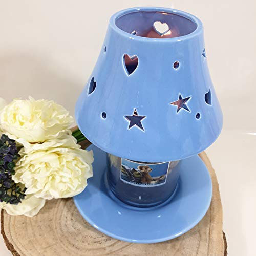 Sindy Bomboniere Paralume e piattino con Candela giara Grande Diversi Colori e fragranze (lume, Piatto Azzurro e Candela)