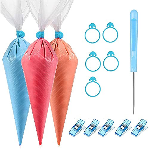 Set de Mangas Pasteleras,200 Bolsa de Glaseado de Pastel + 5Correas de Sellado + 1 Scrappers de Pastel,para Postre, Cupcakes, Pastel Decoraciones
