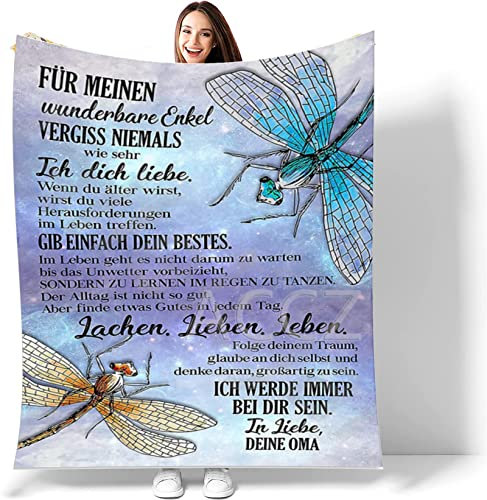 ACCZ Kuscheldecke Flauschige Personalisierte Decke Geschenke An Meine Enkel, Enkel Geschenke von Oma,Super Weiche Decke Flanell Mikrofaser Quilts Sofa,Geburtstag,Weihnachten…