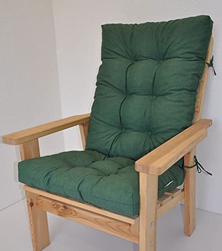 Rattani Polster für Gartenstuhl , Liegestuhl , Schaukelstuhl Sevila , Hochlehner Auflage , Gr. 125 x 55 cm , Colore Verde Scuro (dunkelgrün)
