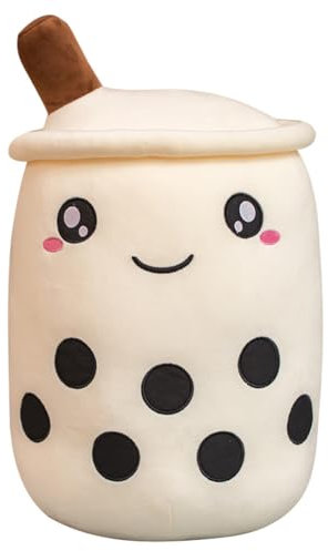 Uposao Bubble Tea Plüschtier Kuscheltier, 50CM Cartoon Plüsch Puppen Lustiges Kissen Milchtee Softpuppe Teetasse Kissen Kinderspielzeug Geburtstagsgeschenk Für Kinder Mädchen,Weiß