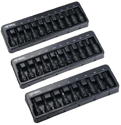 AB Tools 3/8in Drive Impacted Impact Shallow Hex Allen Torx Star + Spline Bits 31pc Set