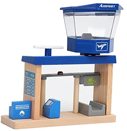 harayaa Holzeisenbahn Gleis Zubehör Spielzeug für Kinder, Flughafen Terminal