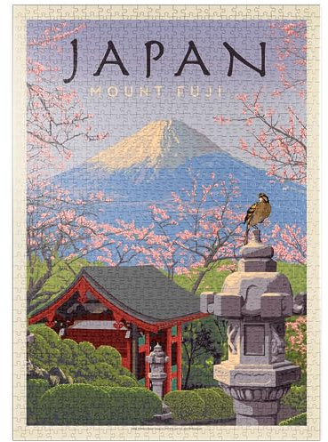 MyPuzzle Japan: Der Berg Fuji, Vintage Poster - Premium 1000 Teile Puzzle - MyPuzzle Sonderkollektion von Anderson Design Group