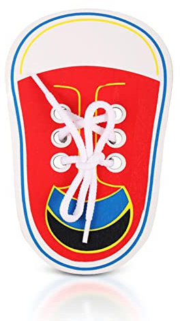 Schnürschuh aus Holz für Kinder Kleinkind, Schnürsenkel Binden Lernen Kinder üben Schnürsenkel binden lernen Unterricht Brett Frühe Schnürsenkel Lehrmittel Schnürschuhe Lernwerkzeug Motorik Spielzeug