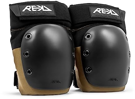 REKD Rodilleras de rampa caqui, almohadillas de neopreno resistentes a los impactos, juego con correas ajustables, material transpirable, absorción de impactos, ajuste ergonómico único para mayor