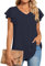 TAOHUADAO Womens 2024 Summer Casual Dressy Shirts V Neck Tunic Ruffle Short Sleeve Chiffon Tops Comfy Blouse X-Large, Navy Blue