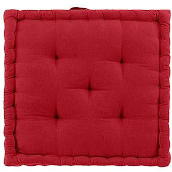 Douceur d'Intérieur Twily Cuscino da Pavimento, 50 x 50 x 10 cm, Rosso, Cotone e Poliestere Riciclato