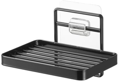 YAMAZAKI Soap Dish, Alloy Steel, Black, 8.5 x 12 x 7.8 cm