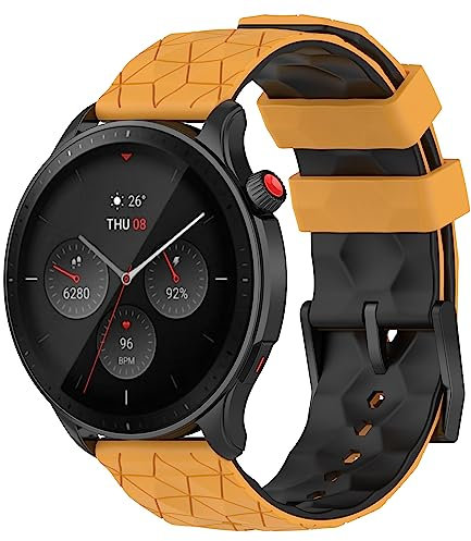 CZhkg 20mm Armband für Huawei Watch GT2 42mm/GT3 Strap,Sport Silikon Uhrenarmbänder Bracelet Ersatzband Silikonband Uhrenarmband für Ticwatch C2/Ticwatch E/Ticwatch 2 Zubehör (Gelb Schwarz)